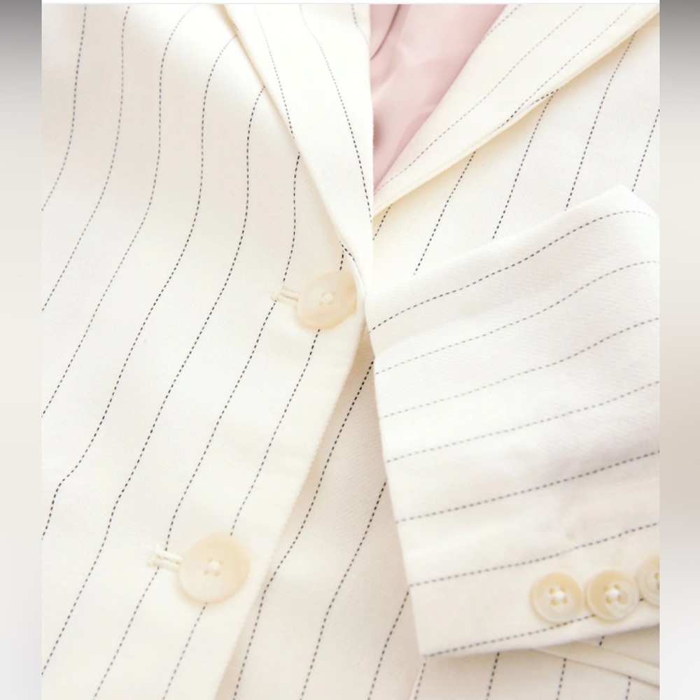 Black/white striped Linen Blend Blazer NWOT - Picture 10 of 17
